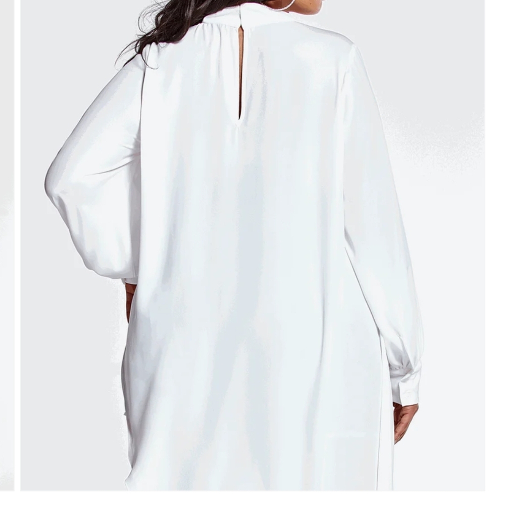 Elegant White Asymmetrical Blouse - Picture 4 of 4